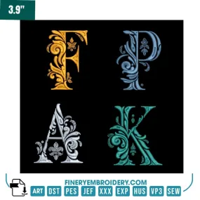 Baroque Ornamental Alphabet Embroidery Pack – Elegant Vintage Monogram Letters