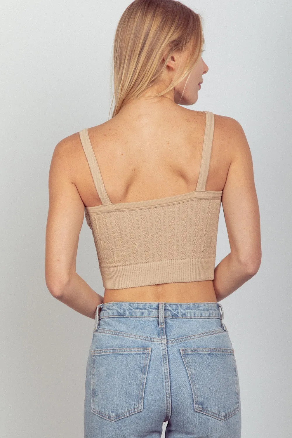 Cable Knit Seamless Cropped Cami