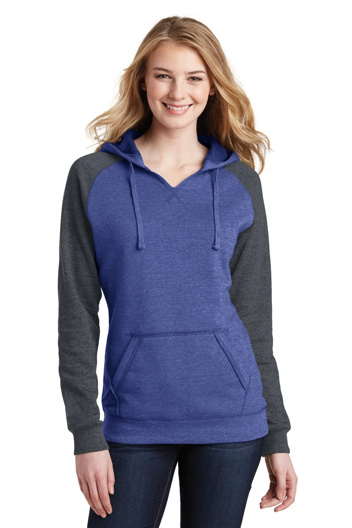 District® Women's Lightweight Fleece Raglan Hoodie.  DT296