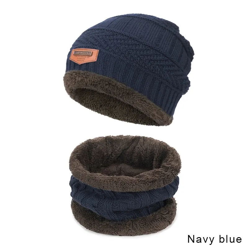 Evrfelan Children Winter Warm Knitted Hat Cap with Scarves Thickened Wool Hat&Scarf 2 Pieces Winter Accessories Boys Girls