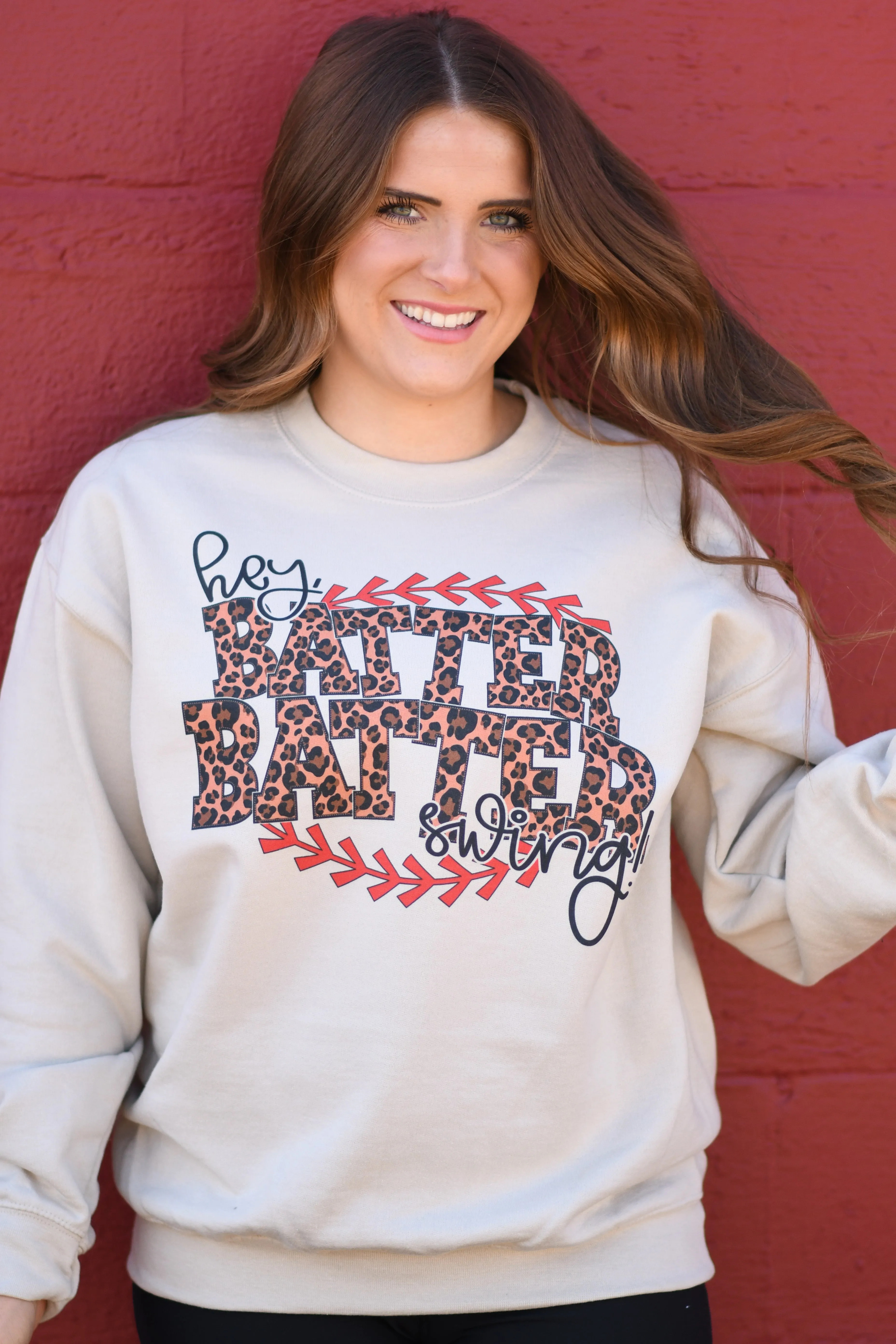 Hey Batter Batter Swing Leopard Tees/Sweatshirts