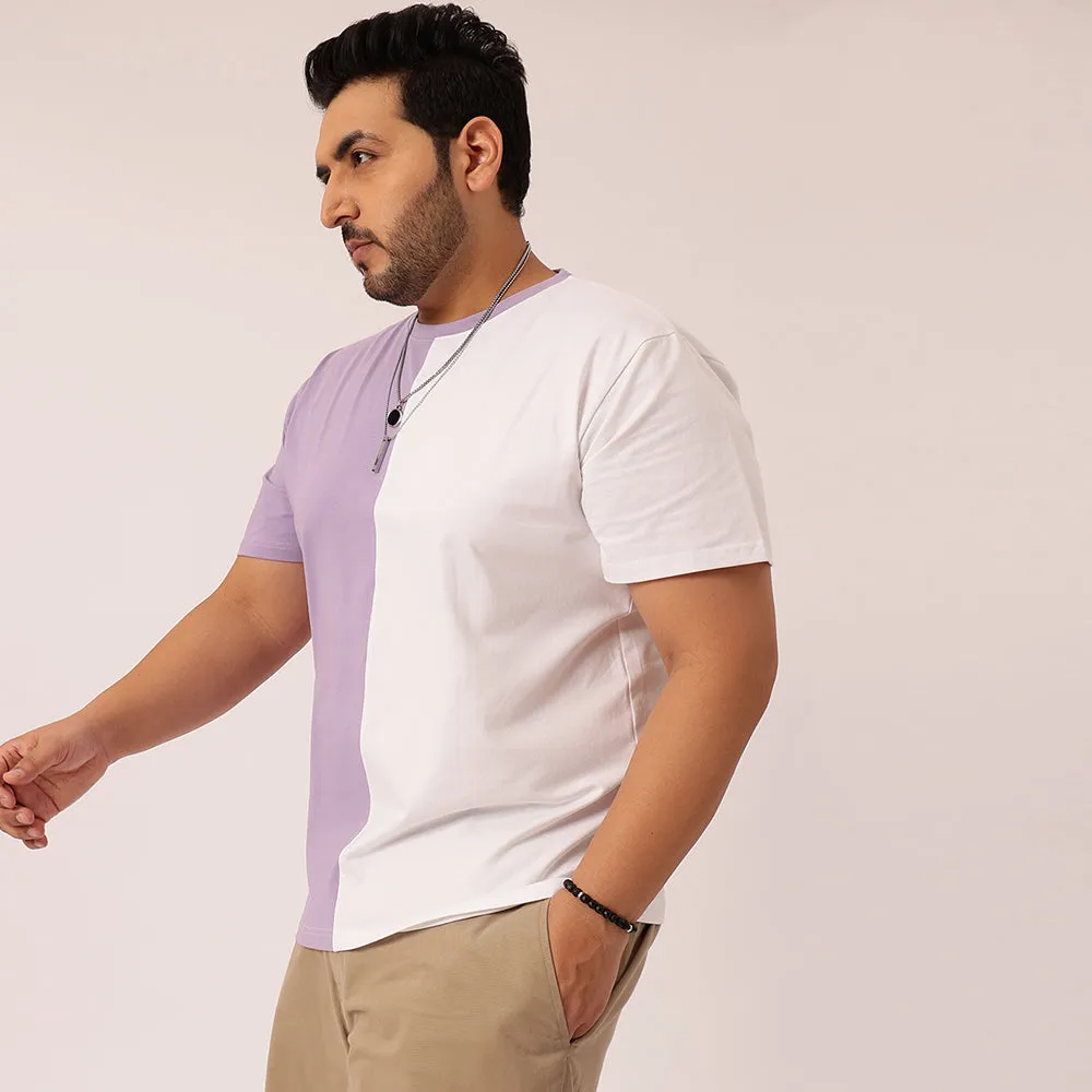 Lilac White Color Block T-shirt