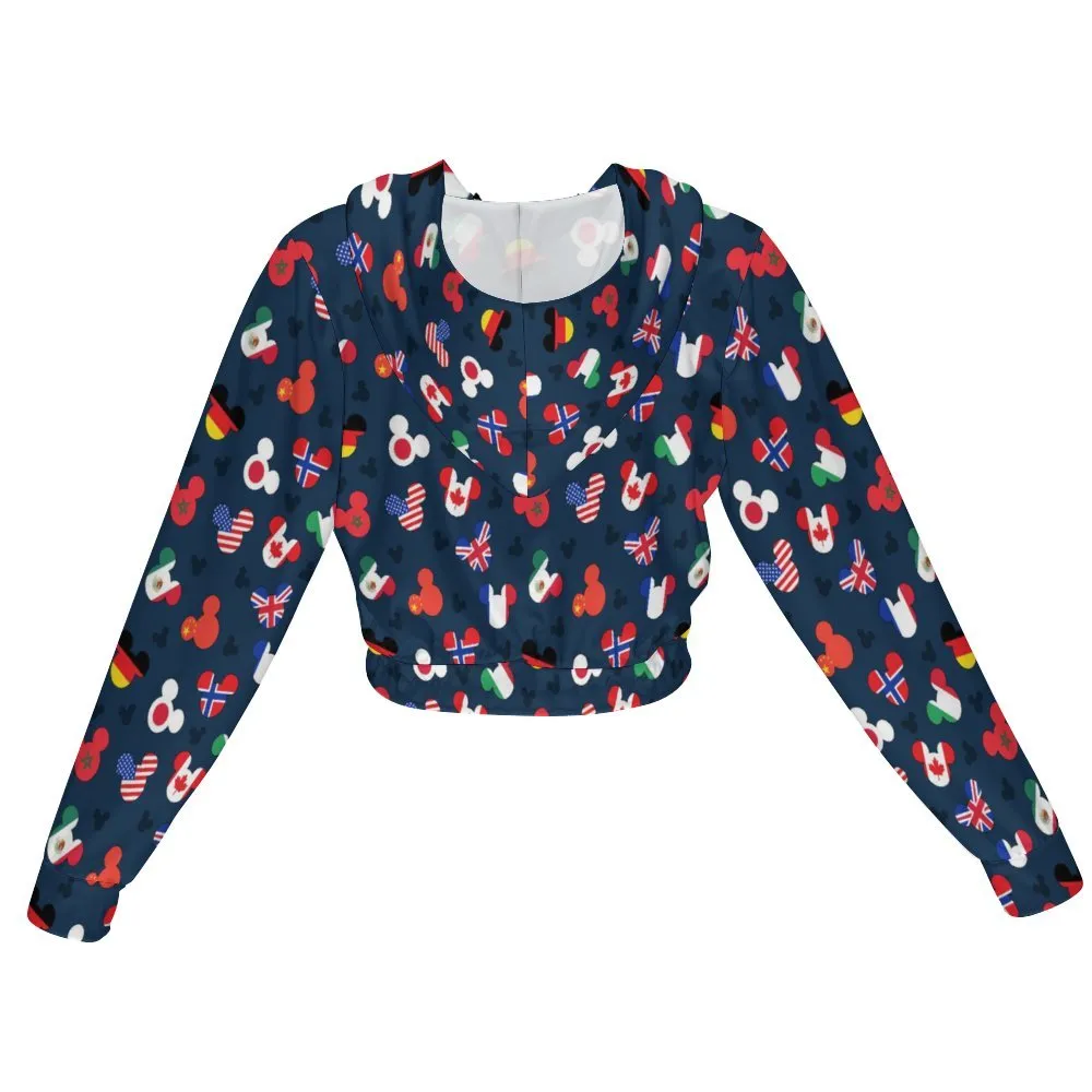 Mickey Flags Women's Cropped Zipper Jacket