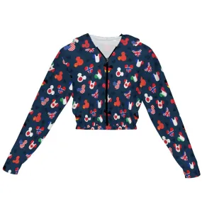 Mickey Flags Women's Cropped Zipper Jacket