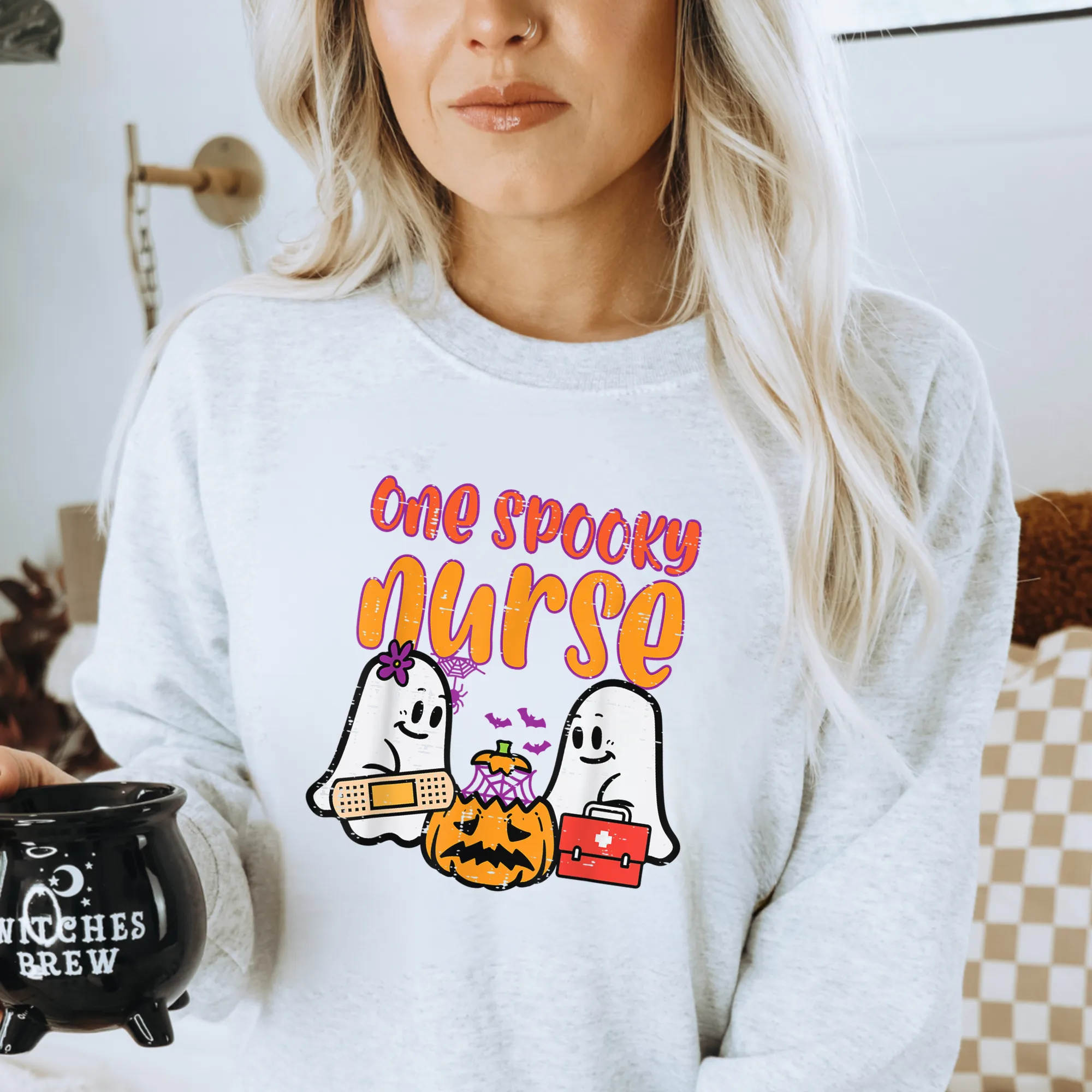 One Spooky Nurse | Halloween Nurse crewneck sweatshirt