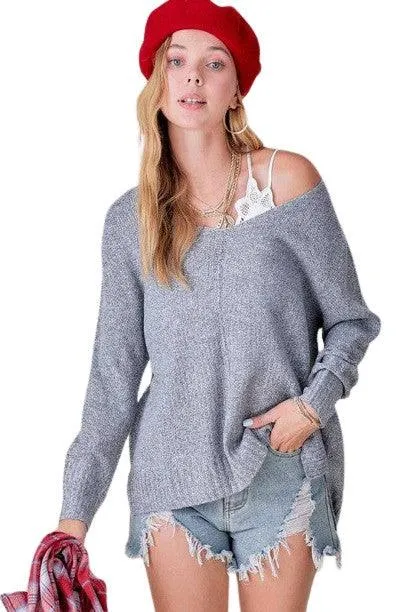 Relaxed fit hi low sweater