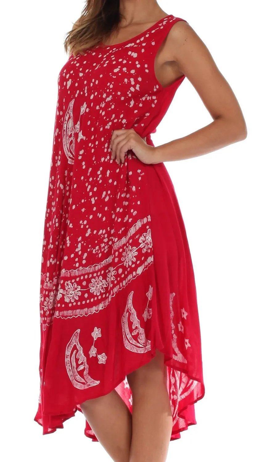 Sakkas Moon and Stars Batik Caftan Tank Dress / Cover Up