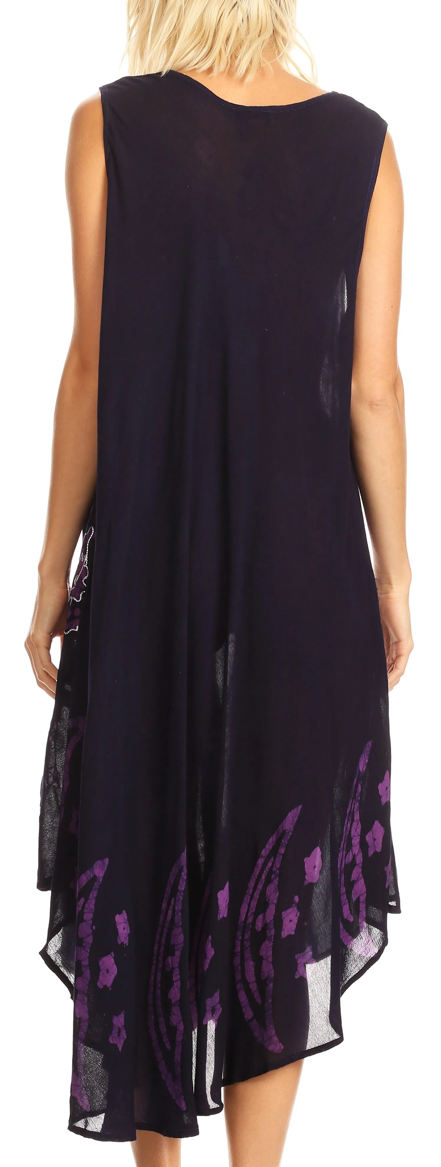 Sakkas Moon and Stars Batik Caftan Tank Dress / Cover Up