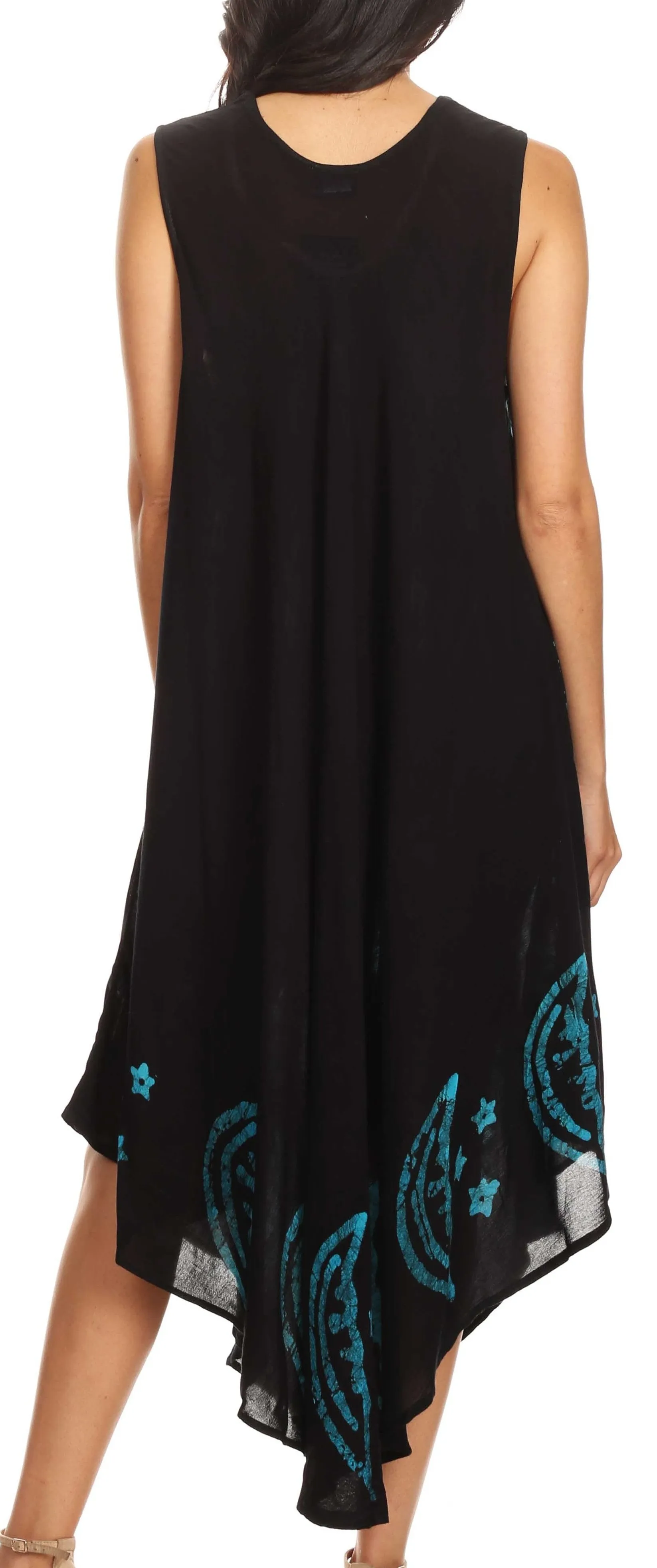 Sakkas Moon and Stars Batik Caftan Tank Dress / Cover Up