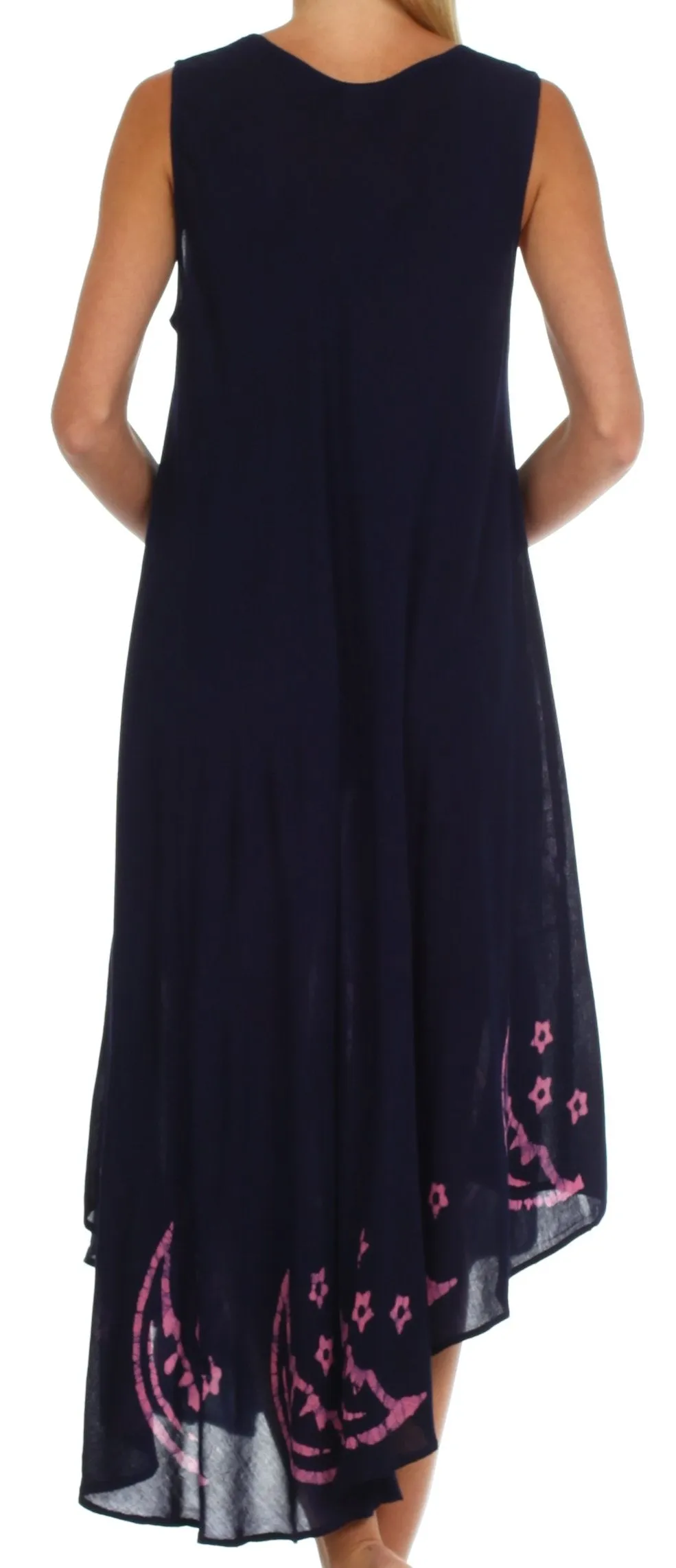 Sakkas Moon and Stars Batik Caftan Tank Dress / Cover Up