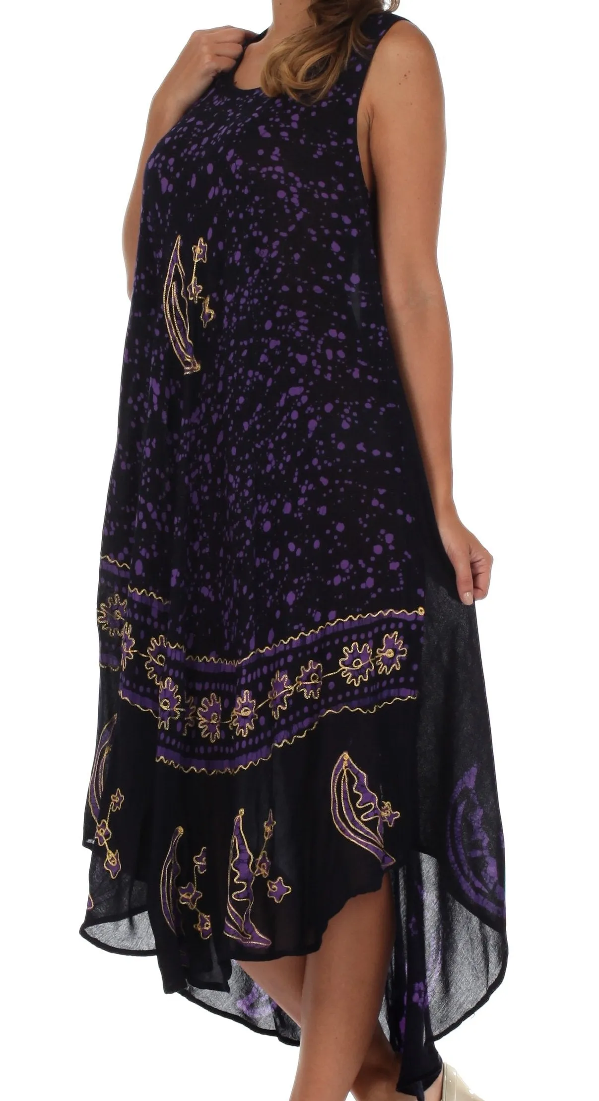 Sakkas Moon and Stars Batik Caftan Tank Dress / Cover Up