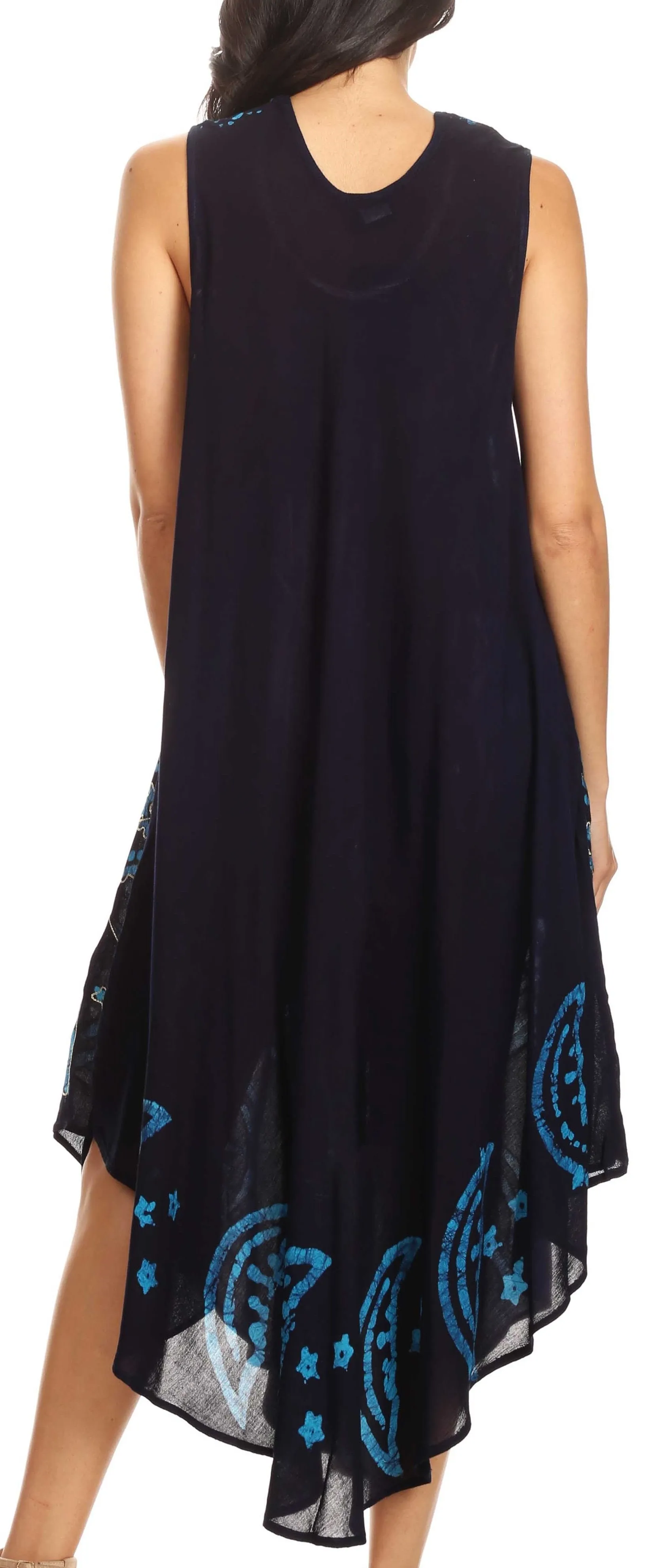 Sakkas Moon and Stars Batik Caftan Tank Dress / Cover Up