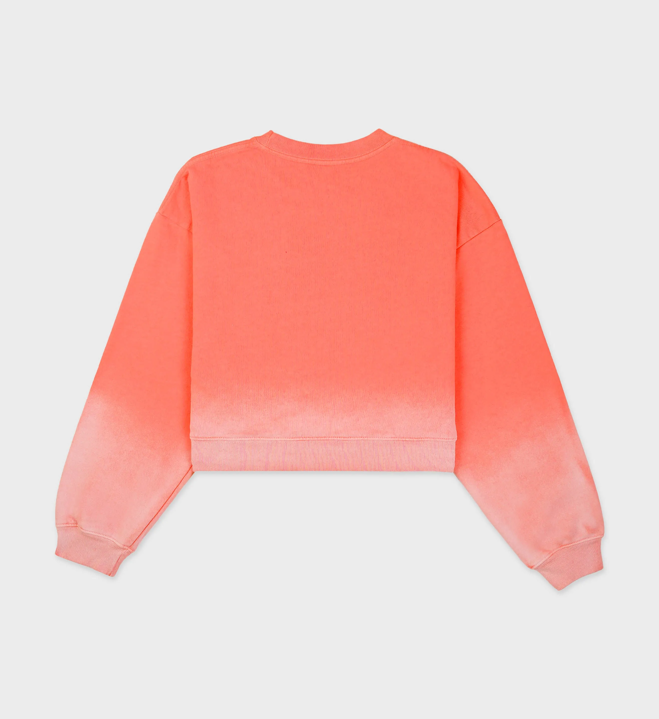 Serif Logo Cropped Crewneck - Dip Dye Pink/White